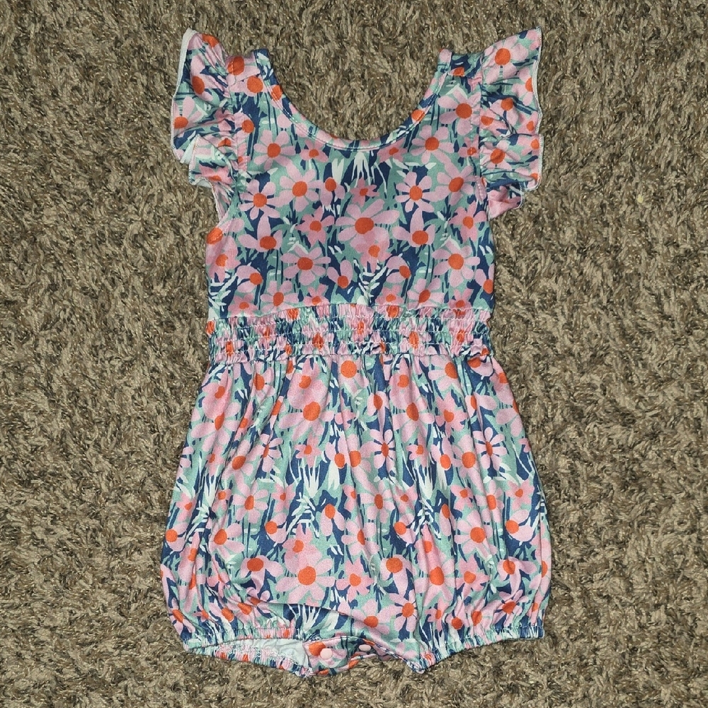 Charming Floral Kids Romper in Pink and Blue
